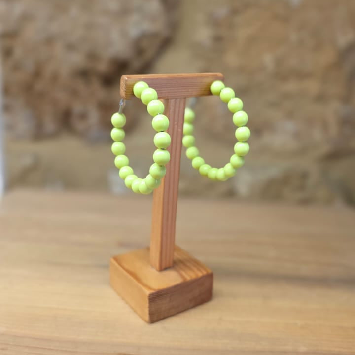 Green Pearl Hoop Earrings